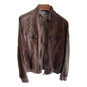 BOSS ORANGE LeatherJacket in Brown Size 44R